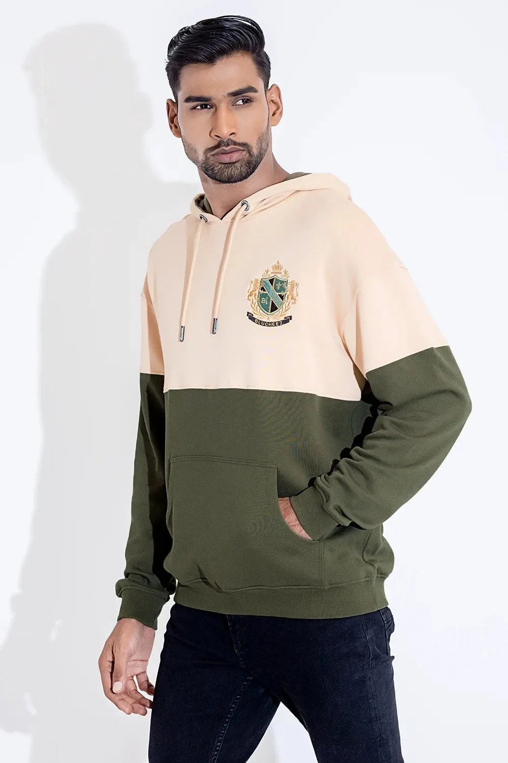 Drop Shoulder Embroidered Hoodie