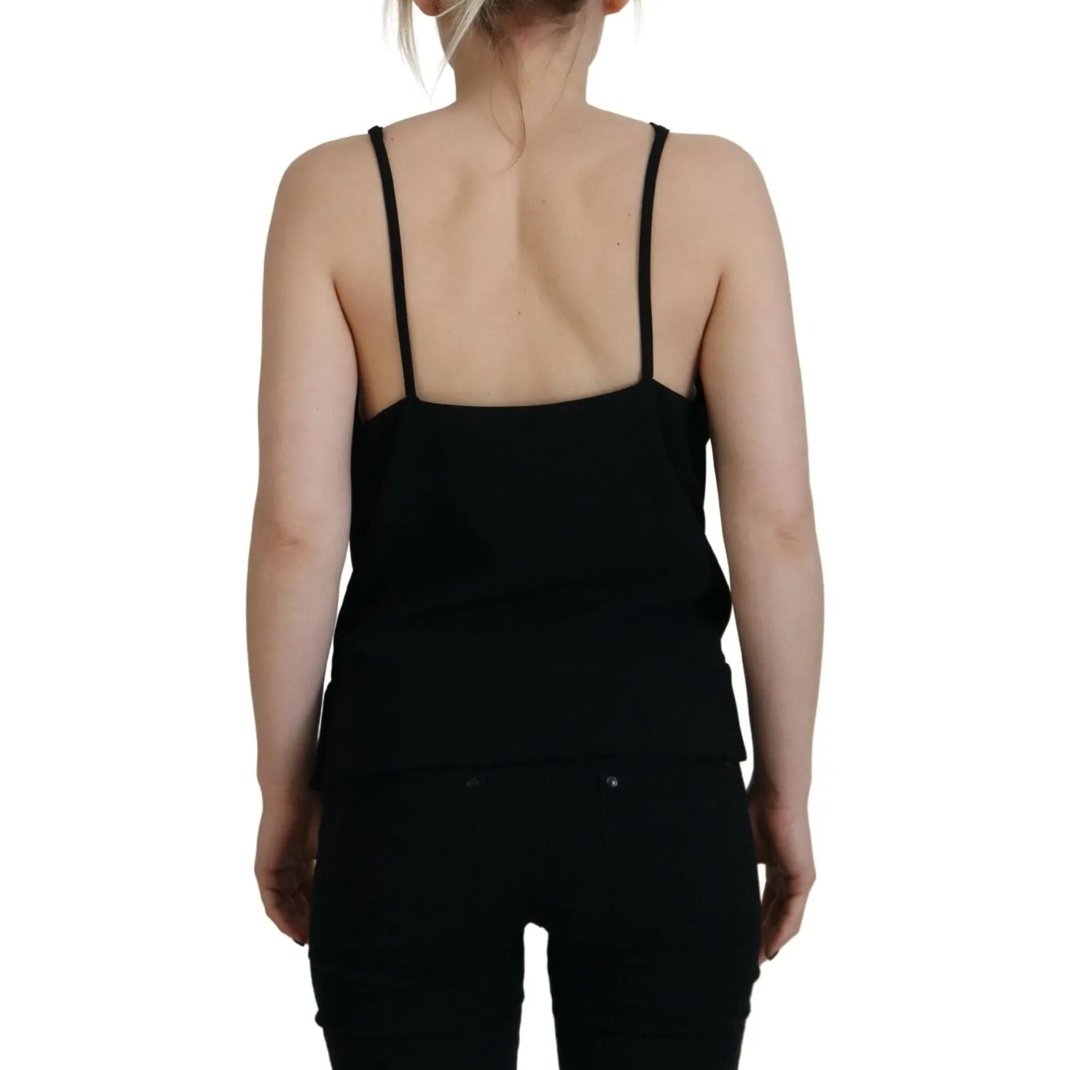 Dsquared² Black Embellished Deep V-neck Sleeveless Tank Top