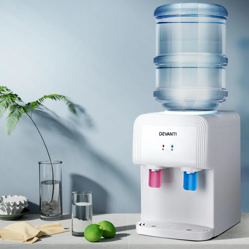 Dual-Tap Water Cooler Dispenser, Hot & Cold, Bench Top - Devanti