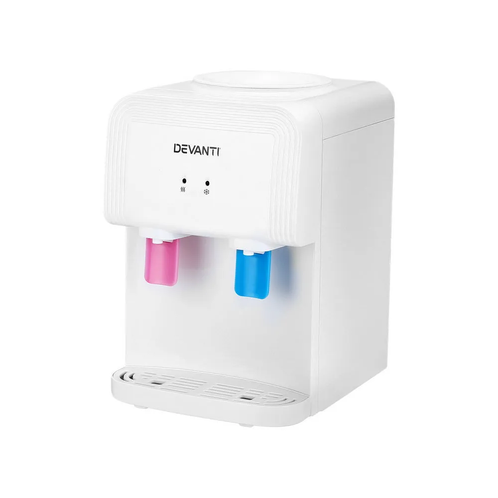 Dual-Tap Water Cooler Dispenser, Hot & Cold, Bench Top - Devanti