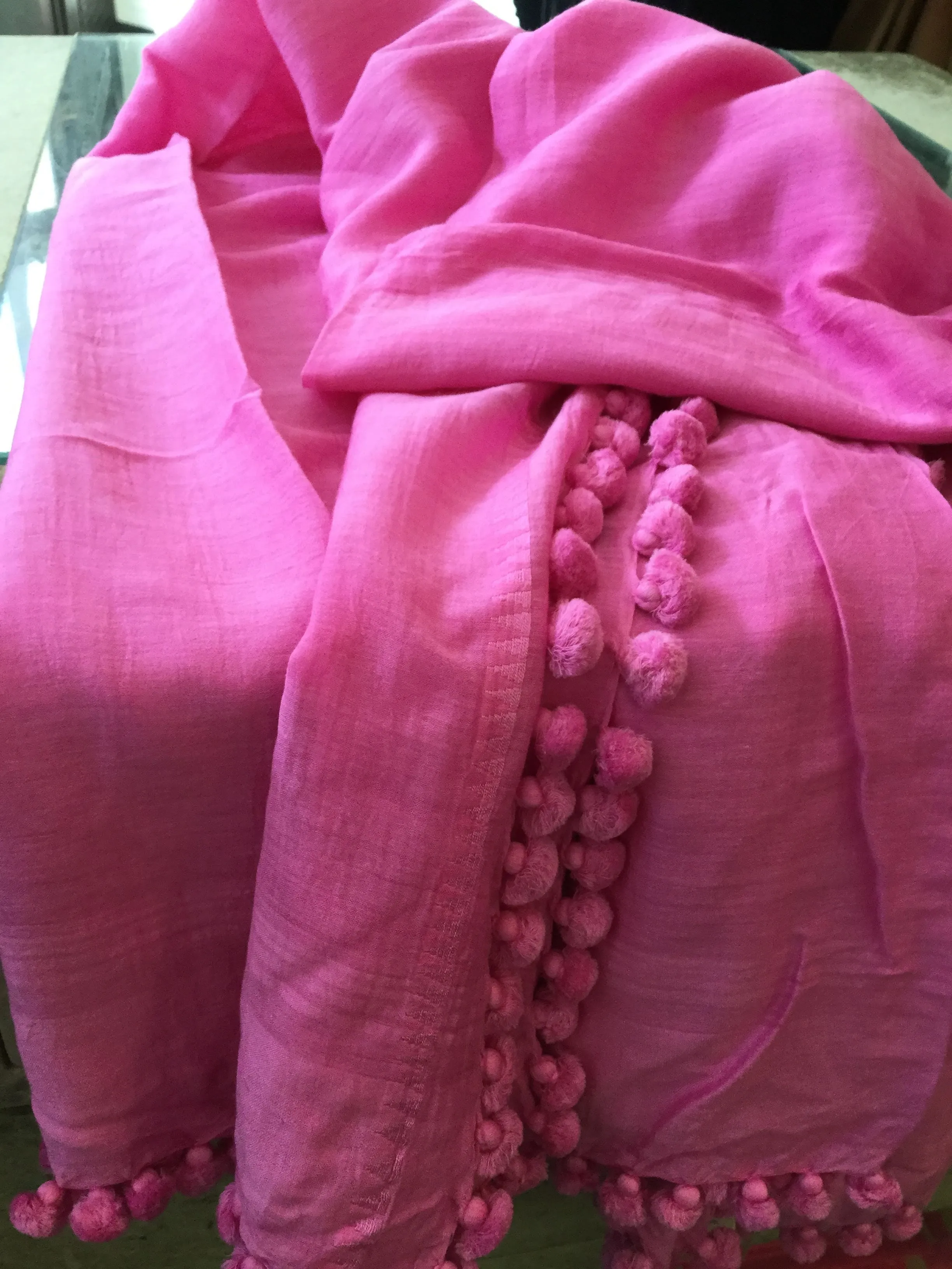 Dupatta Plain Shawl, Fuchsia