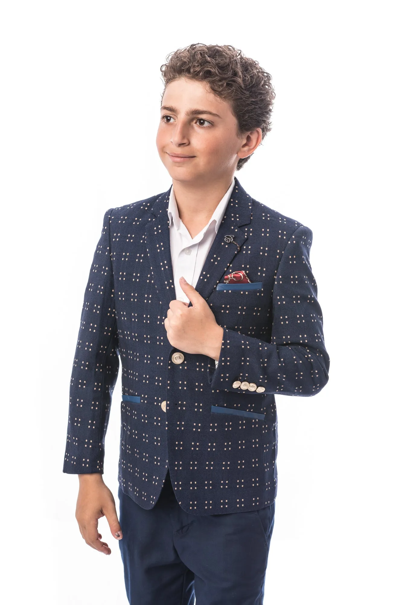 ELIE BALLEH Boys NAVY Doted Blazer JACKET