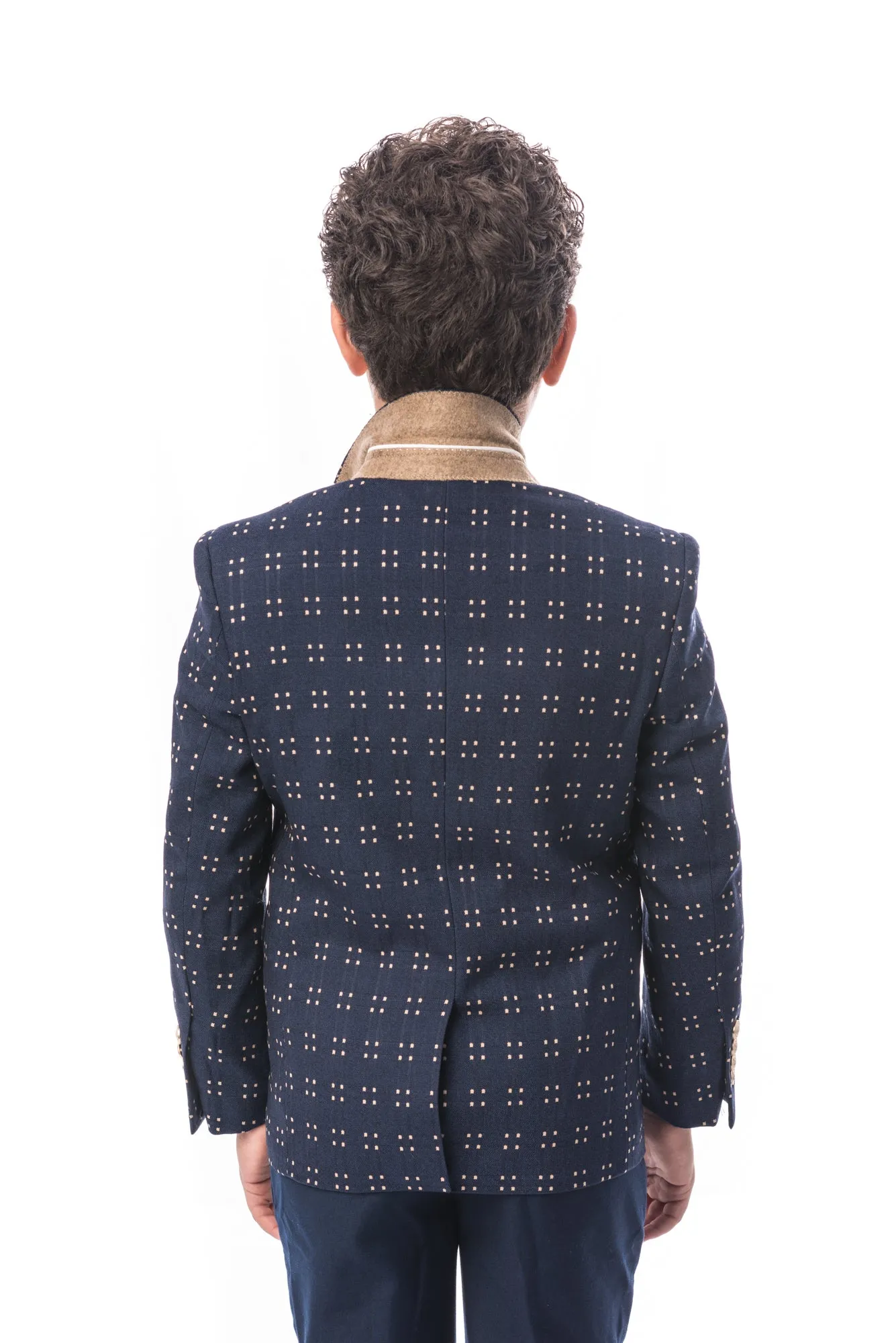 ELIE BALLEH Boys NAVY Doted Blazer JACKET