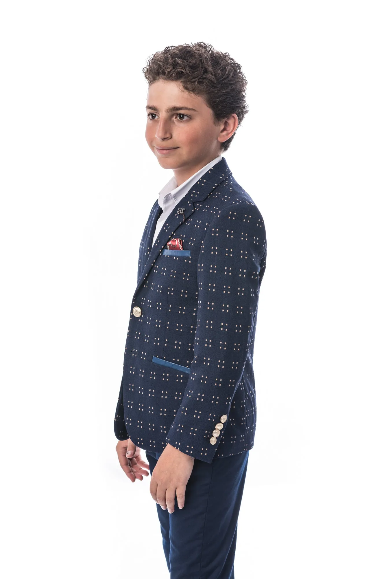 ELIE BALLEH Boys NAVY Doted Blazer JACKET