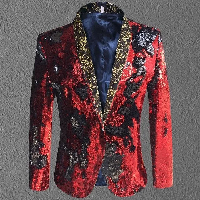 Fancy Sequin Singer Stage Costume Blazer