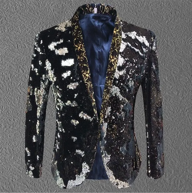 Fancy Sequin Singer Stage Costume Blazer