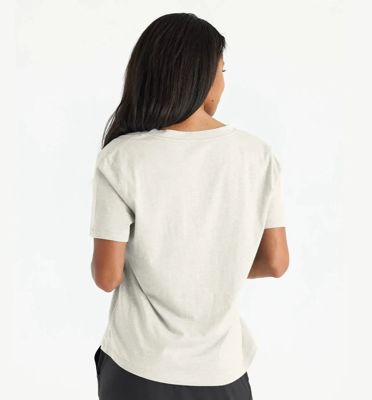 Free Fly Women's Bamboo Heritage V Neck Tee in White Cap