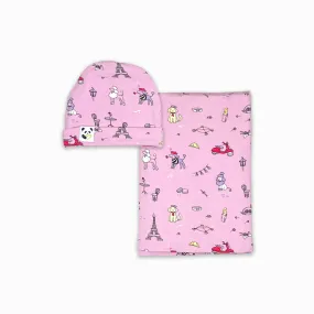 French Poodle Bamboo Swaddle & Beanie Set