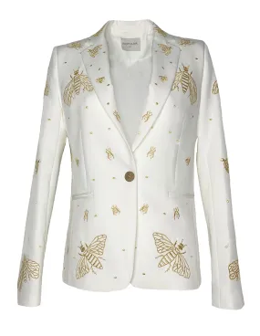 GAIA BLAZER- Embroidered White/ Gold