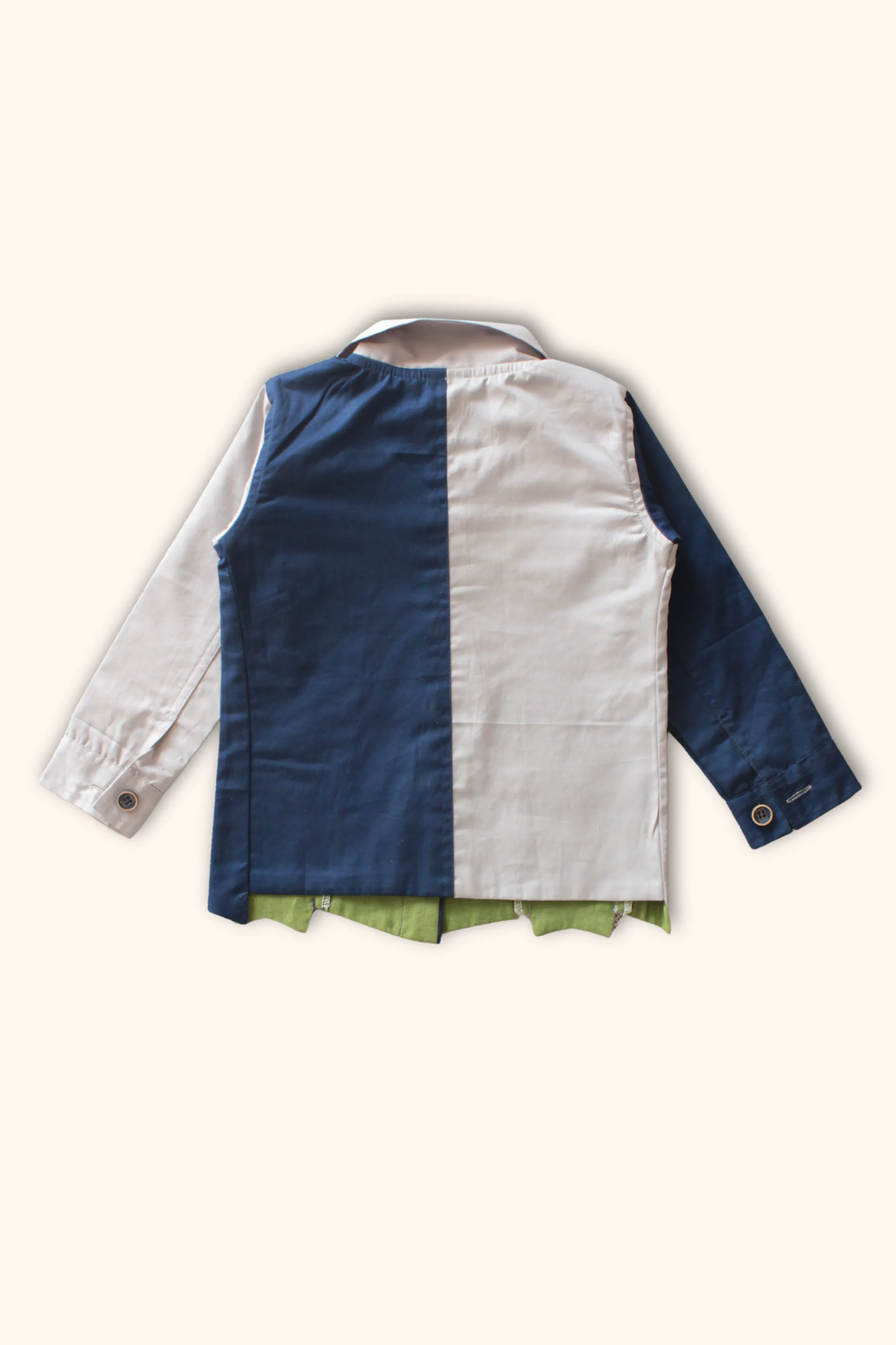 Girls Casablanca Color Block Shacket with Pants Set - Blue & Grey