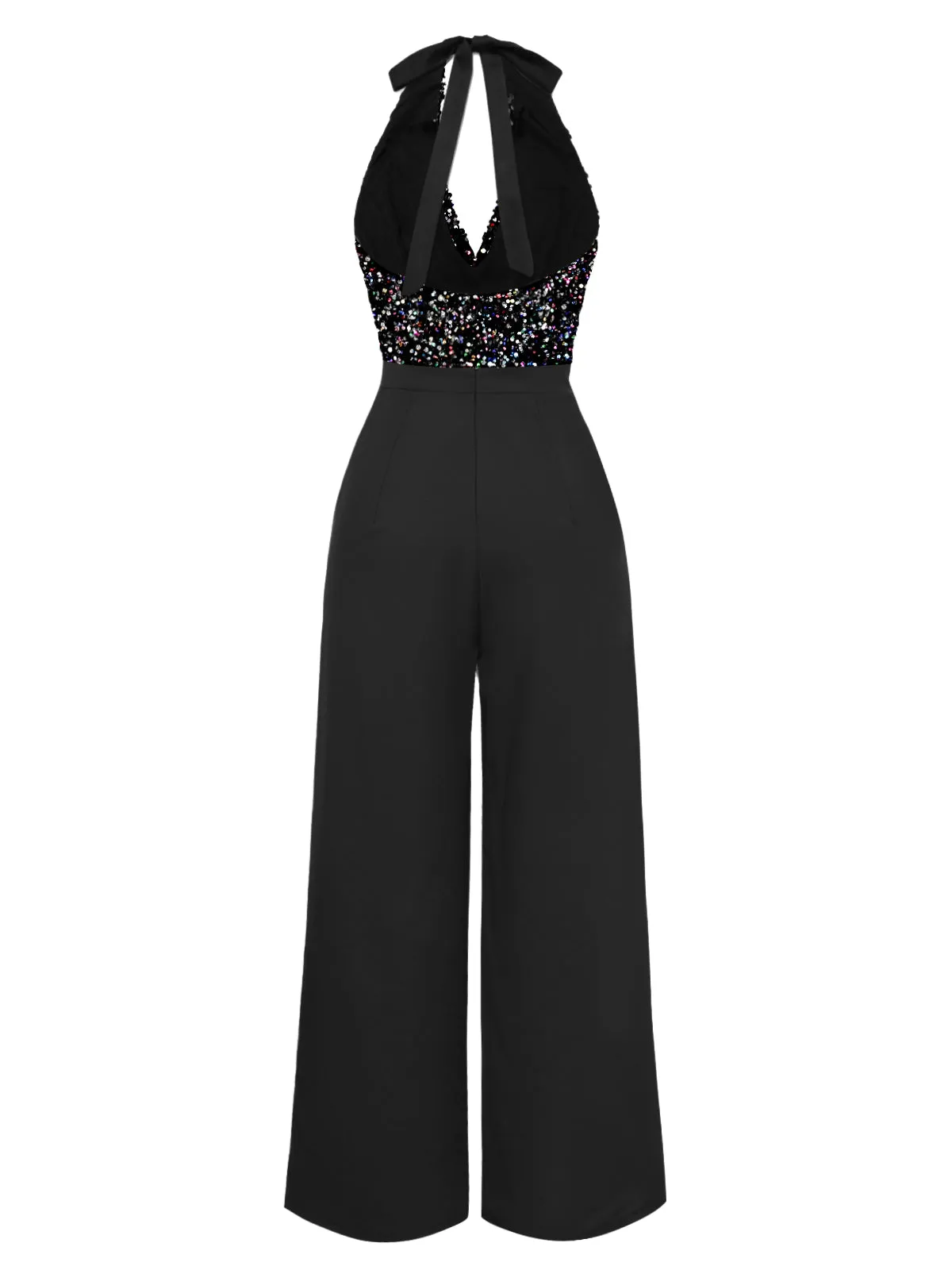 Gold 1930s Cowl Neck Sequined Jumpsuit