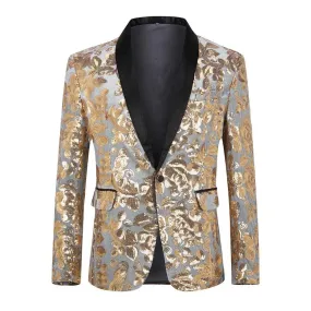 Gold Sequin Blazer Slim Fit Blazer Dance Party Jacket