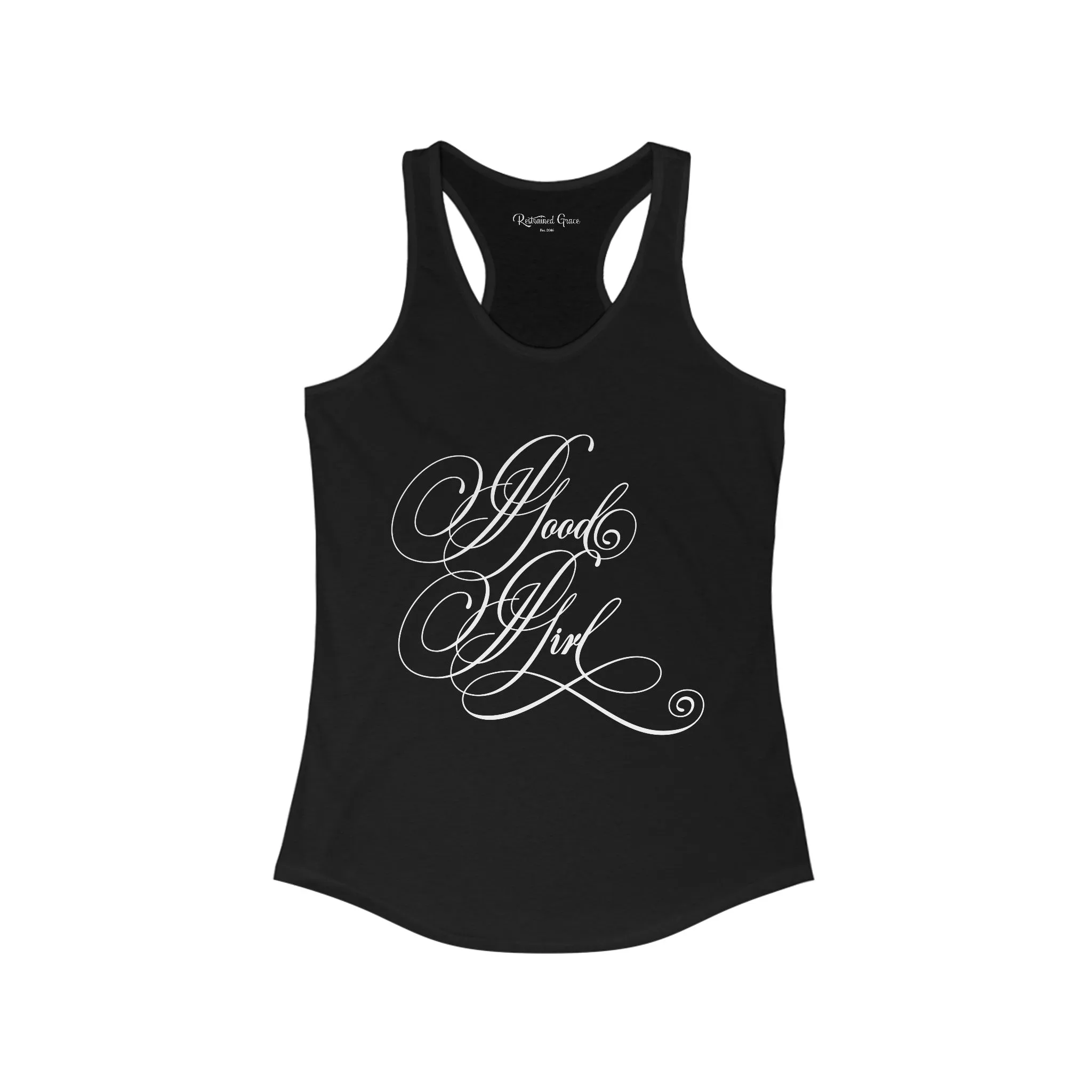 Good Girl Calligraphy Racerback Tank