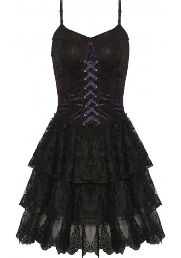 Gothic Lace Up [Black/Purple] | CORSET DRESS