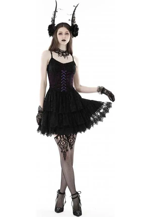 Gothic Lace Up [Black/Purple] | CORSET DRESS