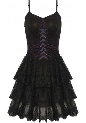 Gothic Lace Up [Black/Purple] | CORSET DRESS