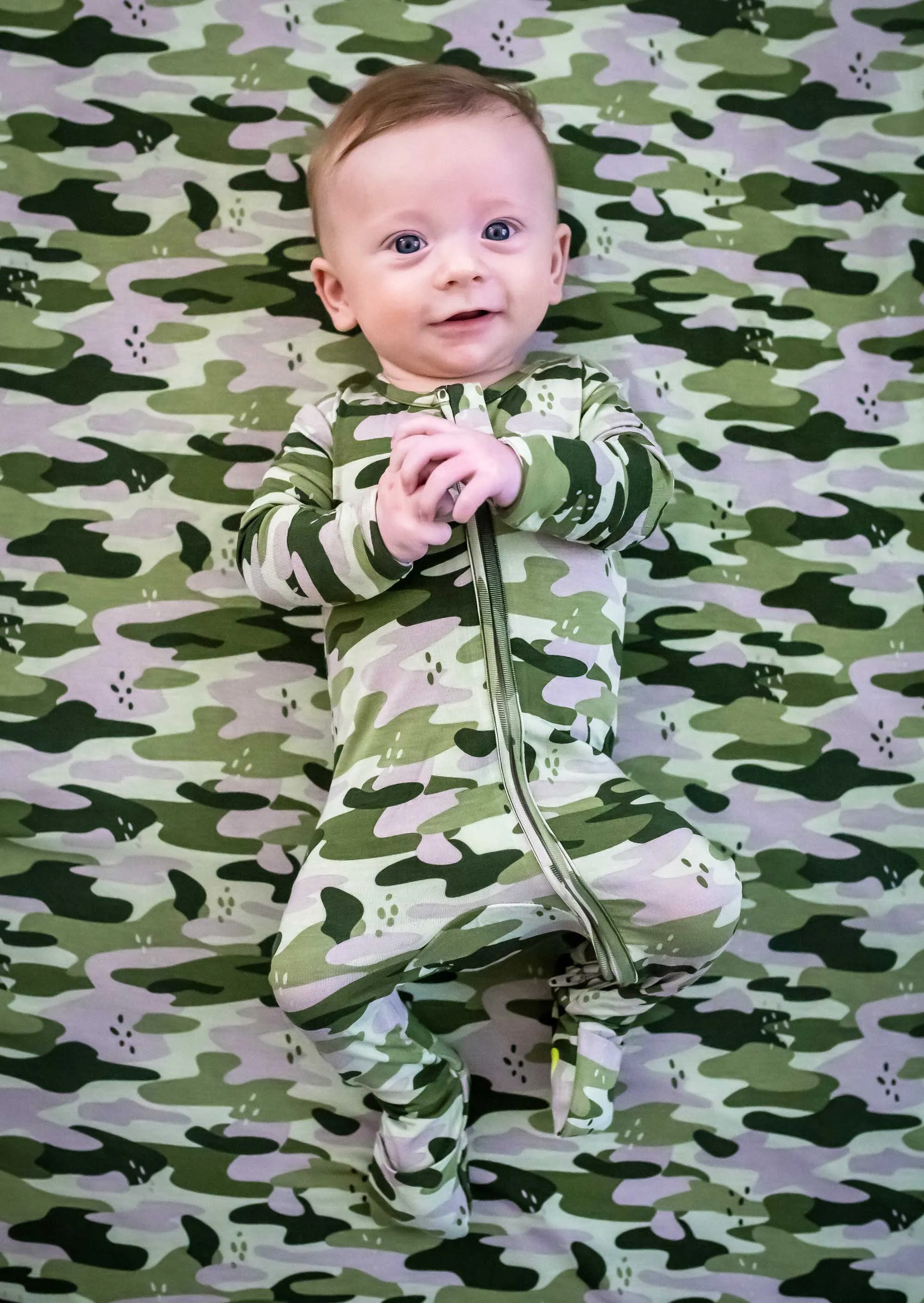 Green Camo Bamboo Swaddle & Beanie Set