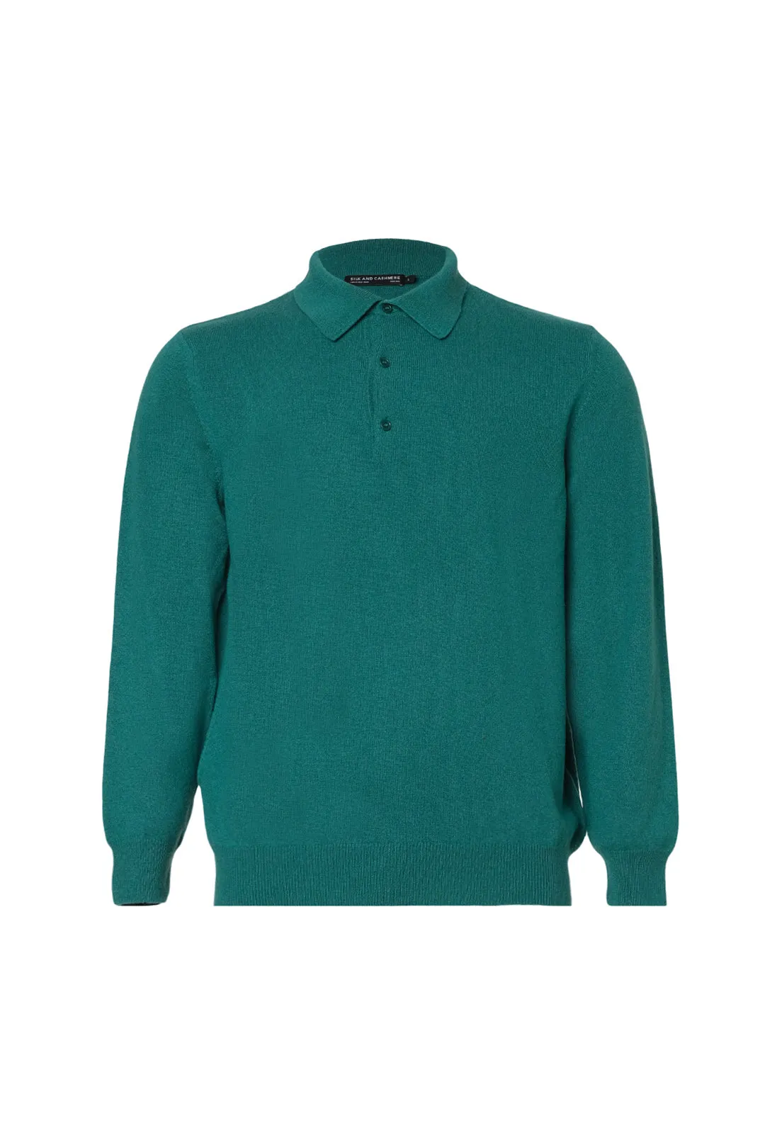 Green Pure Cashmere Polo Neck Men's Sweater