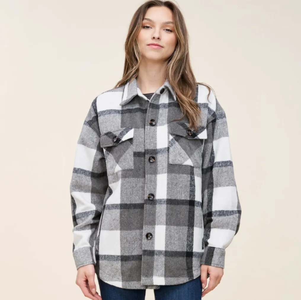 Grey Plaid Shacket