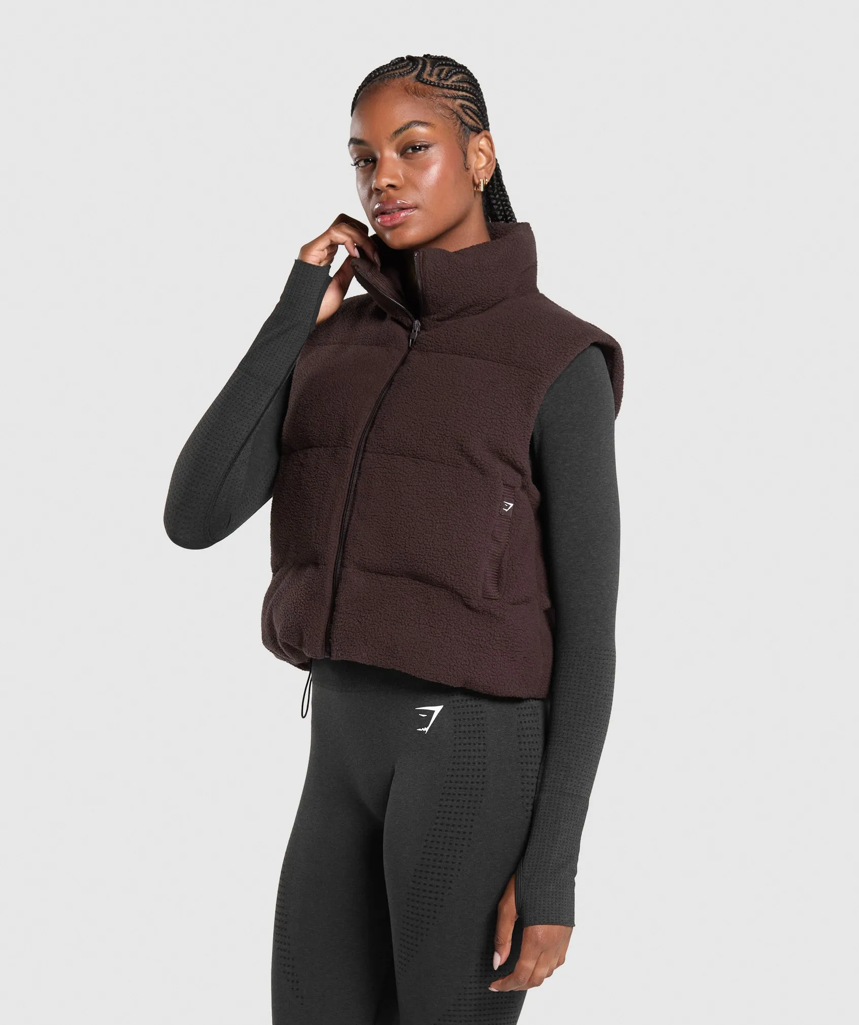 Gymshark Sherpa Gilet - Heritage Brown