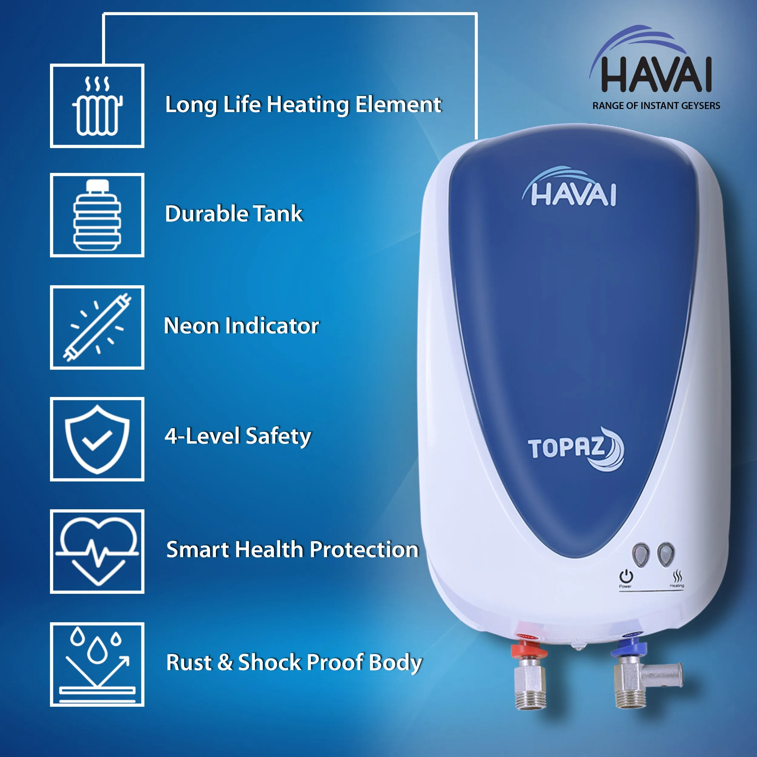 HAVAI Topaz 3 Litre Instant Water Heater / Geyser