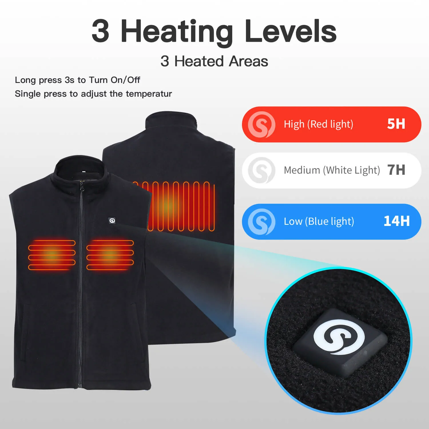 Heated Vest for Men Women | 7.4V 5200mAh Battery Lightweight Electric Warming Vest | Keepwarming