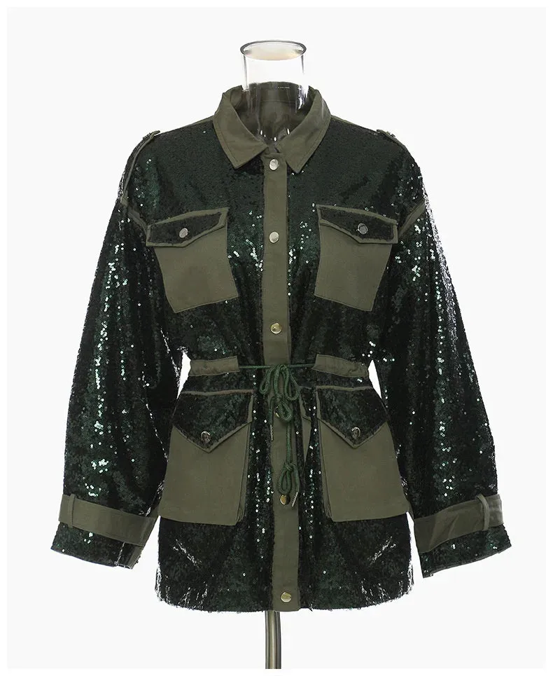 HEYFANCYSTYLE Glimmering Sequins Jacket