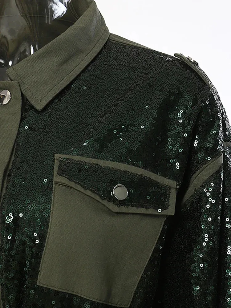 HEYFANCYSTYLE Glimmering Sequins Jacket