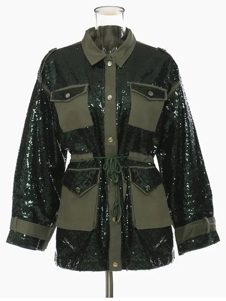 HEYFANCYSTYLE Glimmering Sequins Jacket