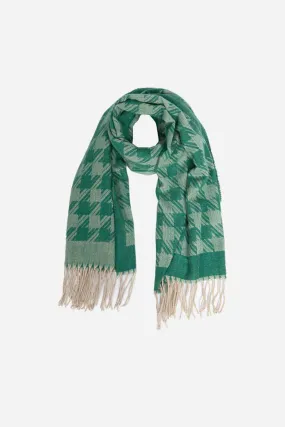 Houndstooth Blanket Scarf - Green