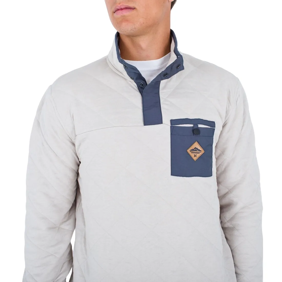 Hurley Middleton Quilted 1/4 Zip Snap Fleece - Bone