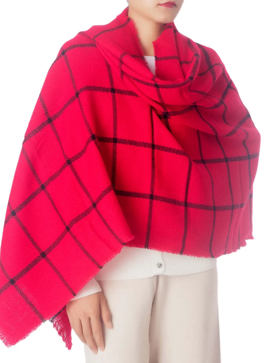 iB-iP Women's Warm Plaid Cute Long Female Large Tartan Wraps Scarf