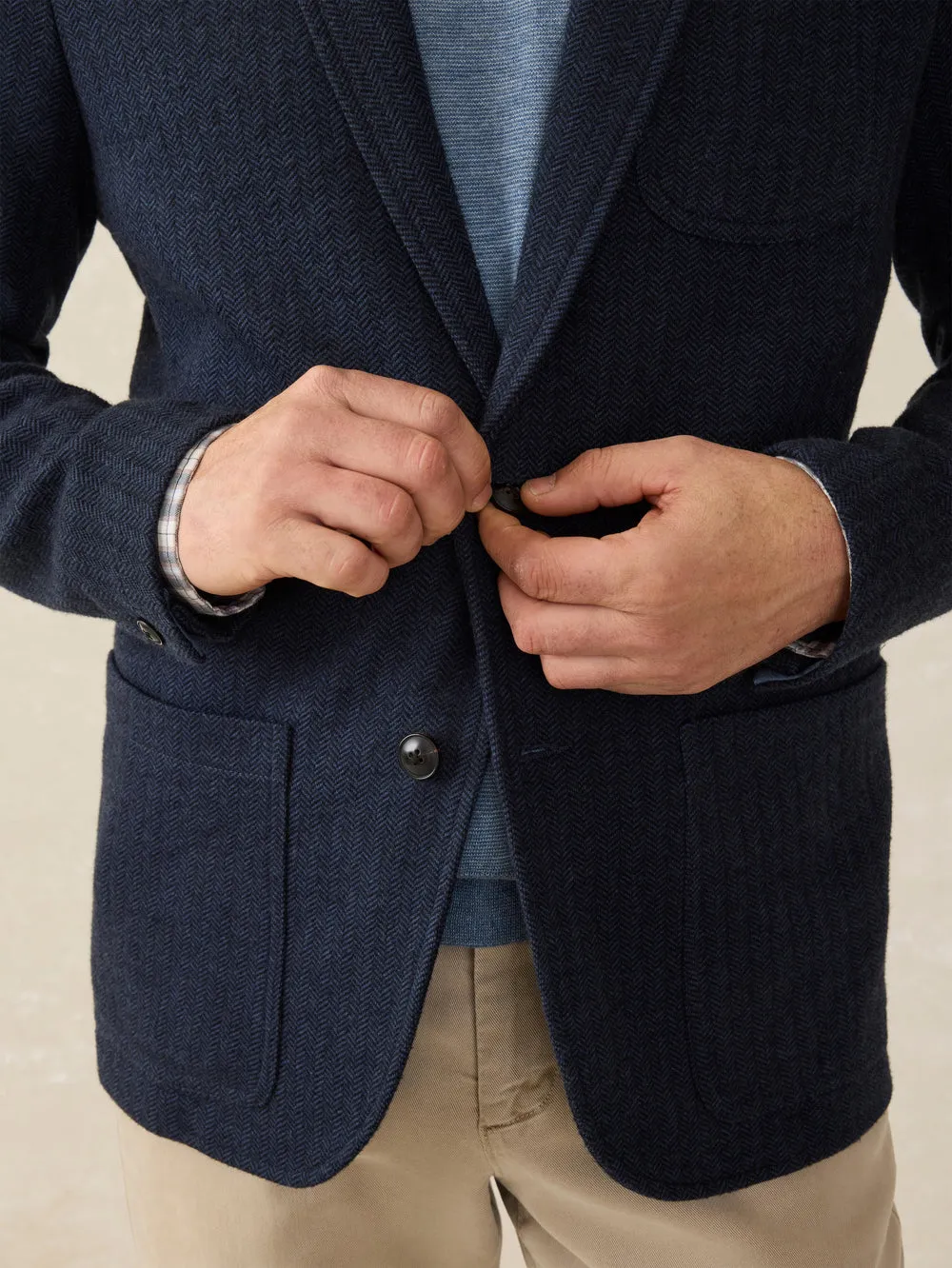 Inlet Herringbone Blazer in Navy Twilight Herringbone