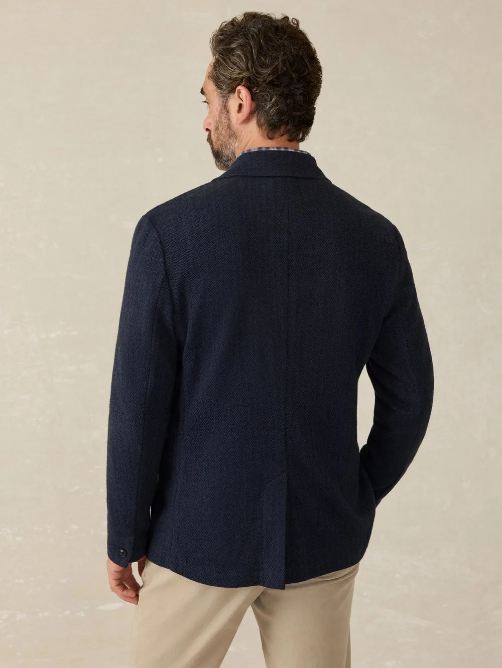 Inlet Herringbone Blazer in Navy Twilight Herringbone