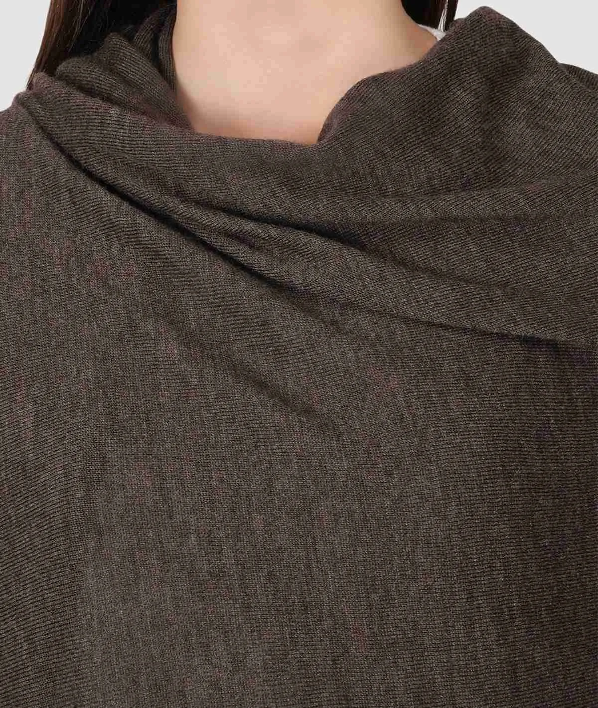 Jersey Knit 100% Merino Wool Shawl (Dark Brown Melange)