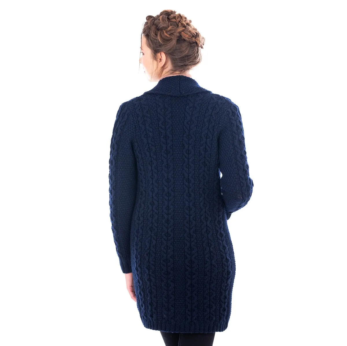 Ladies Shawl Neck Knitted Irish Cardigan