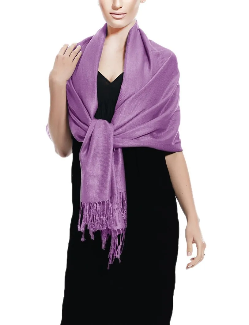 Lavender Peach Couture Soft Silky Rayon Pashmina Shawl Wrap Scarf in Solid Color