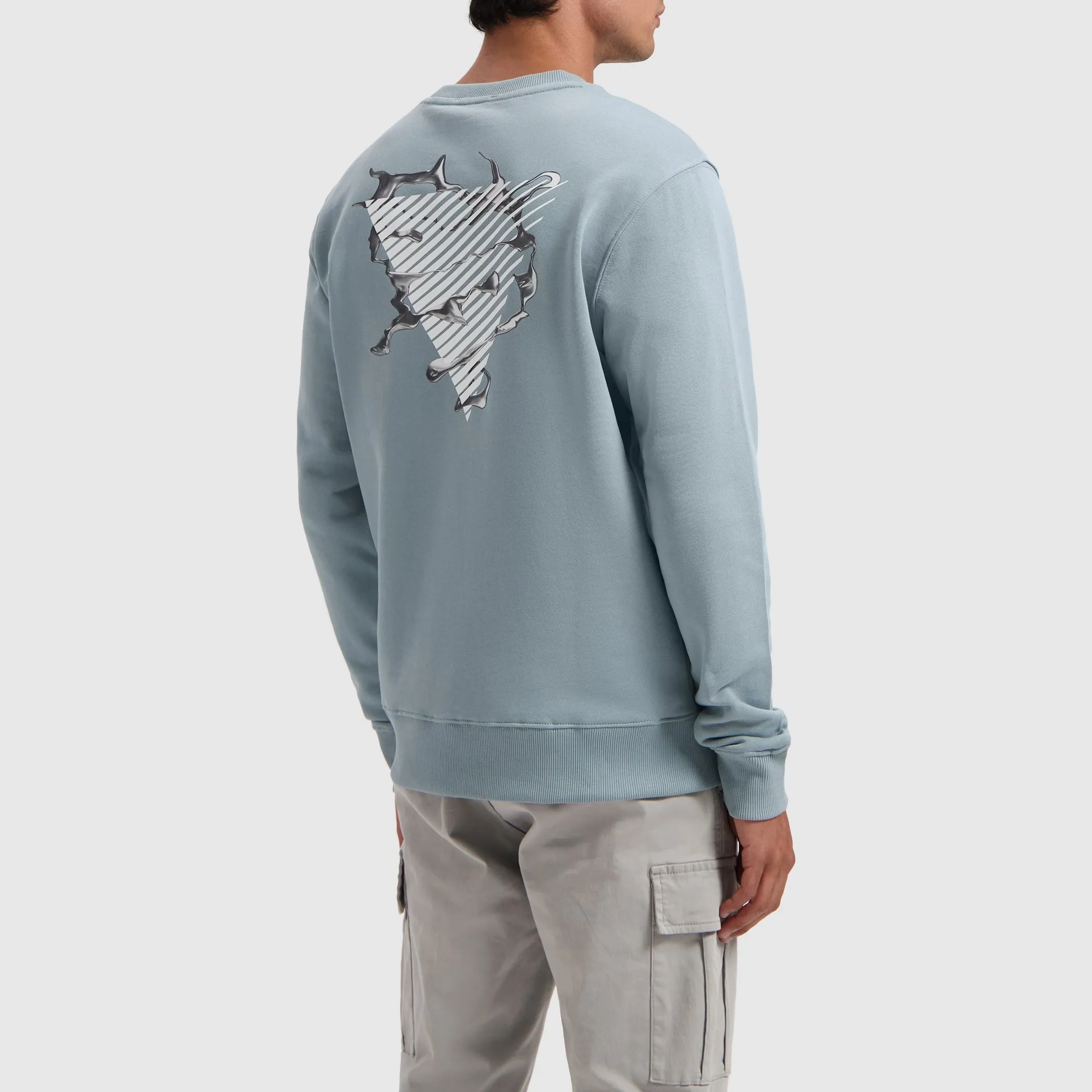 Liquid Metal Logo Sweater | Blue Grey