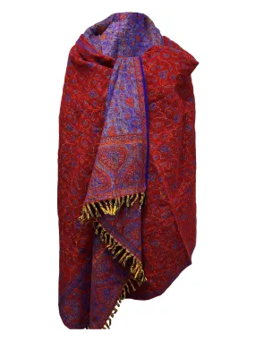 LUXURY HANDMADE soft Red Blue  floral Scarf Yak Wool comfortable scarf Blanket stole unisex Travel Wrap Meditation Soft Shawl special Gift