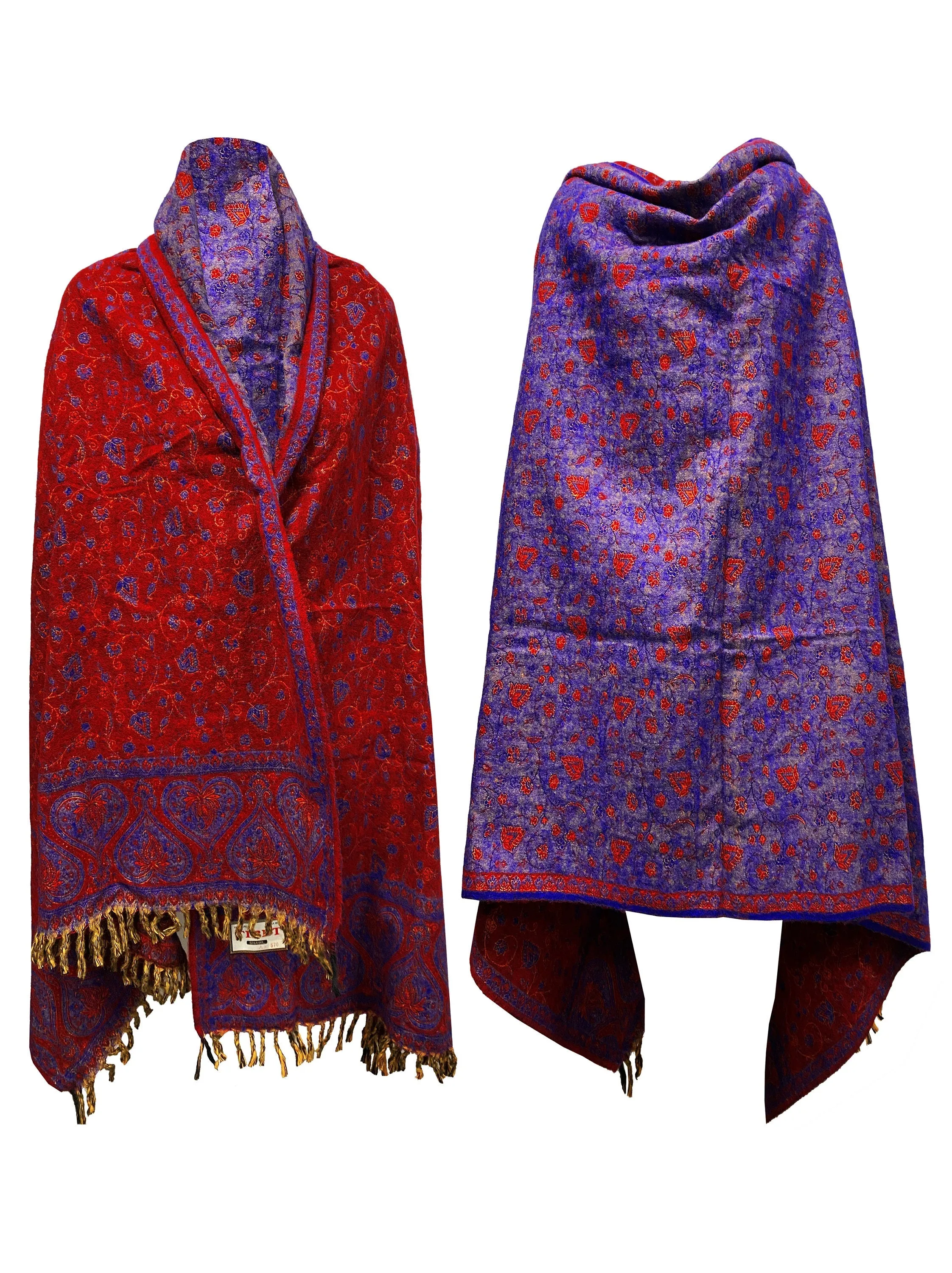 LUXURY HANDMADE soft Red Blue  floral Scarf Yak Wool comfortable scarf Blanket stole unisex Travel Wrap Meditation Soft Shawl special Gift