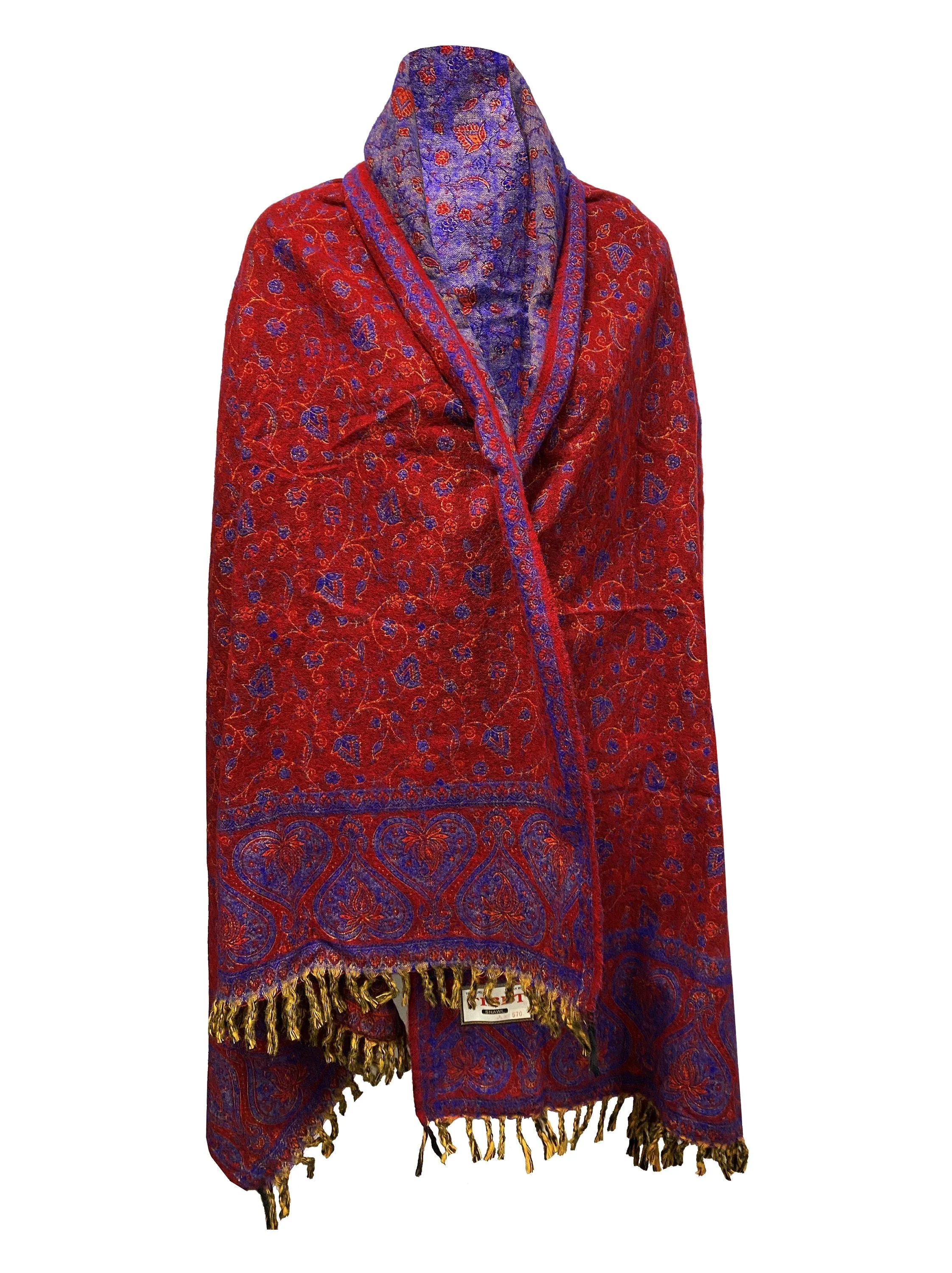 LUXURY HANDMADE soft Red Blue  floral Scarf Yak Wool comfortable scarf Blanket stole unisex Travel Wrap Meditation Soft Shawl special Gift