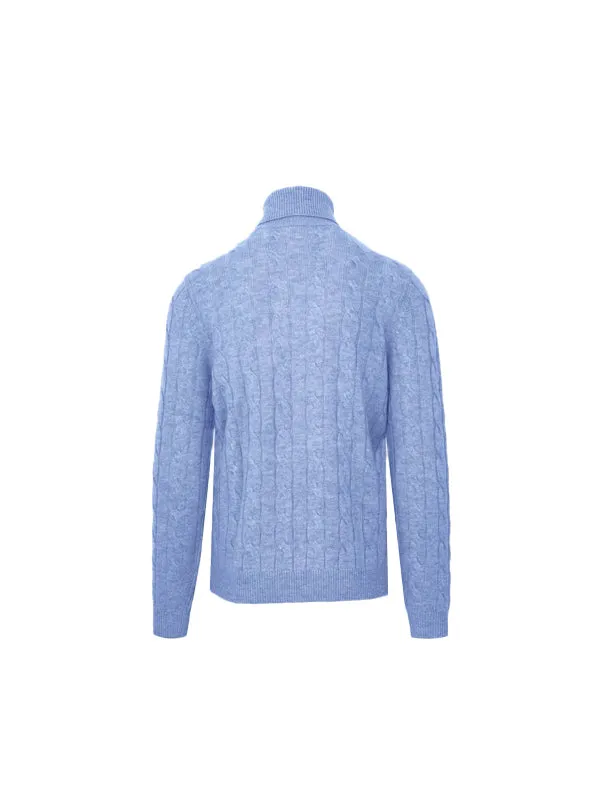 Malo Blue Wool Cashmere Turtleneck Sweater