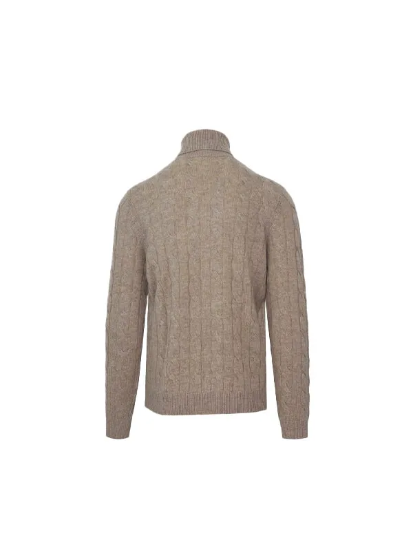 Malo Brown Wool Cashmere Turtleneck Sweater