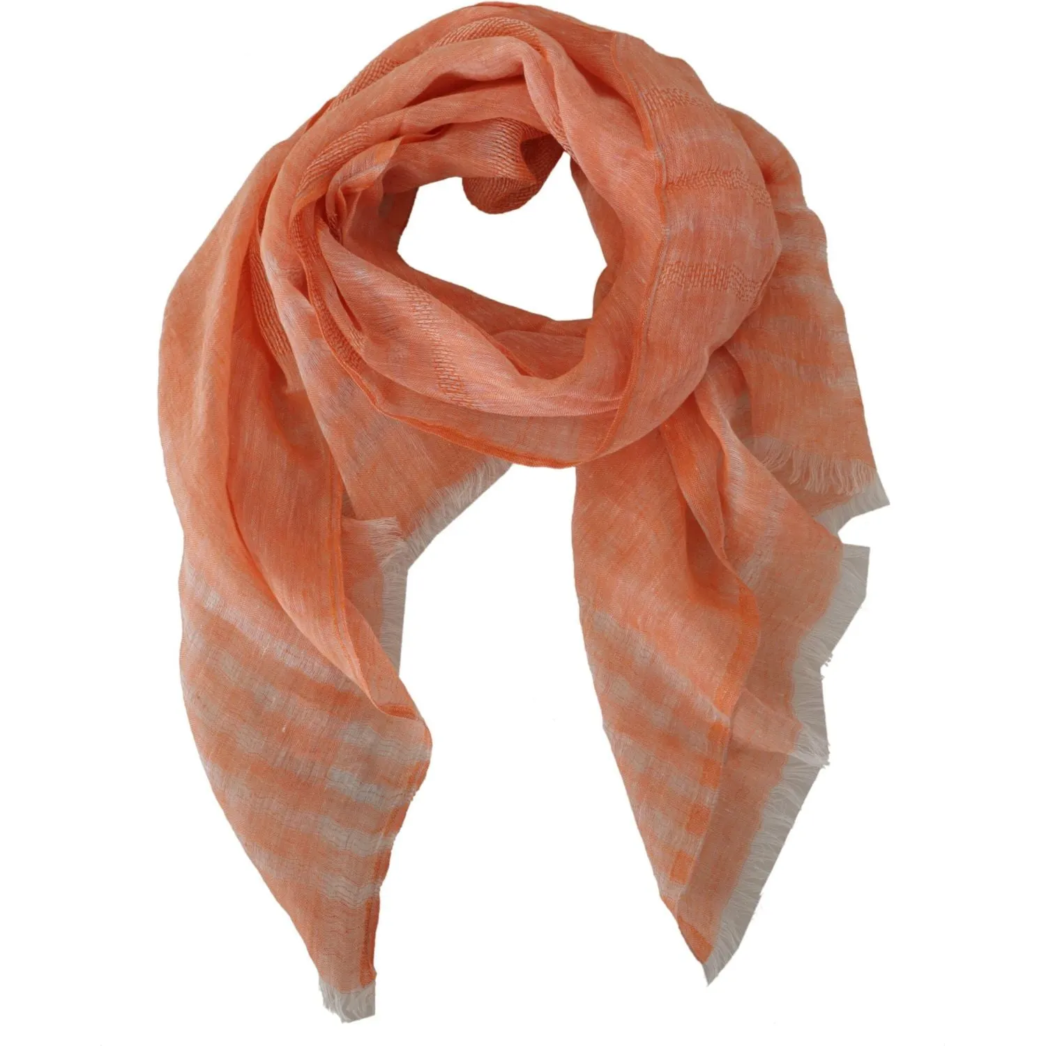 Malo Elegant Orange Linen Shawl Wrap Scarf