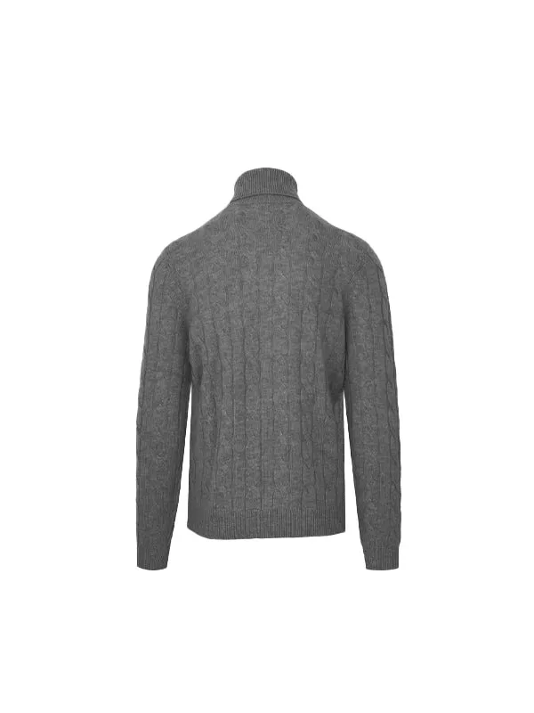 Malo Grey Wool Cashmere Turtleneck Sweater