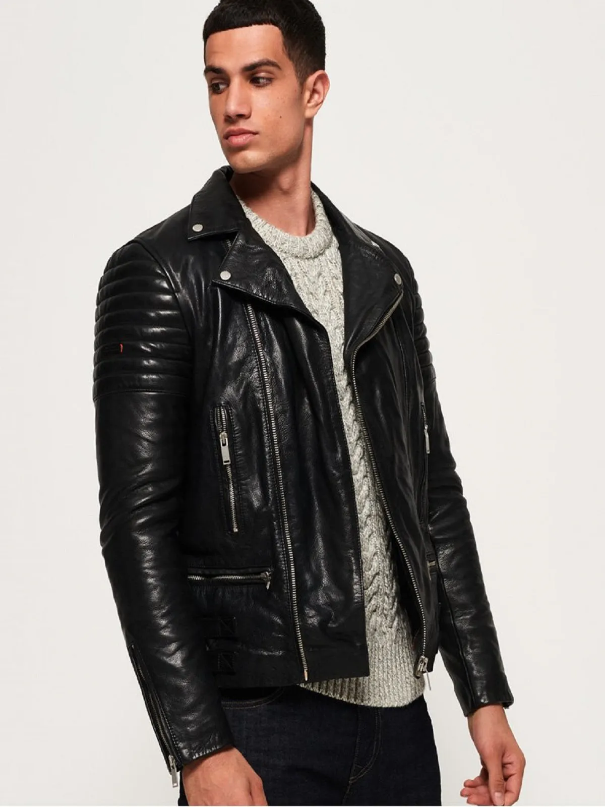 Men Wrinkled Leather Jacket