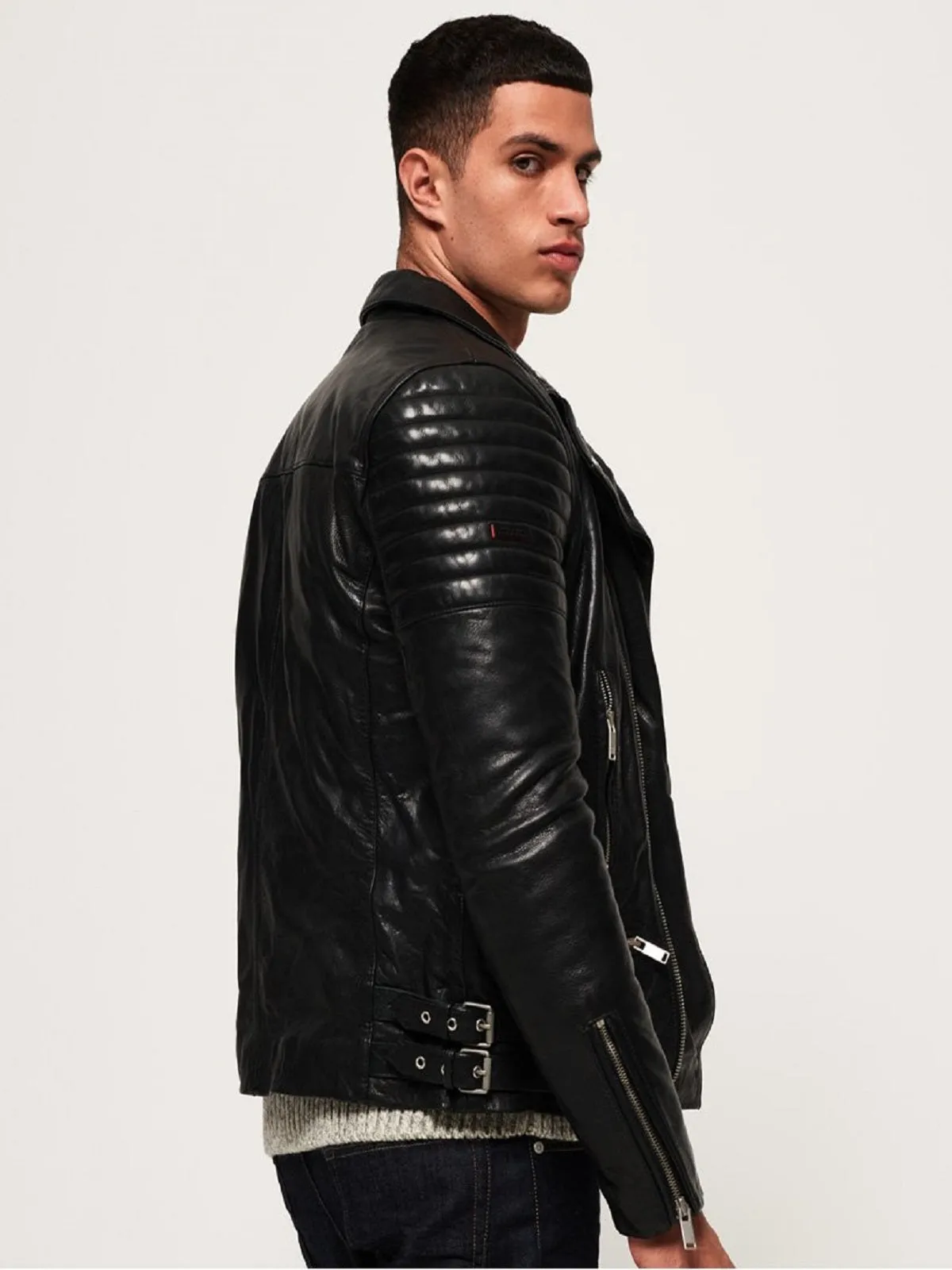 Men Wrinkled Leather Jacket