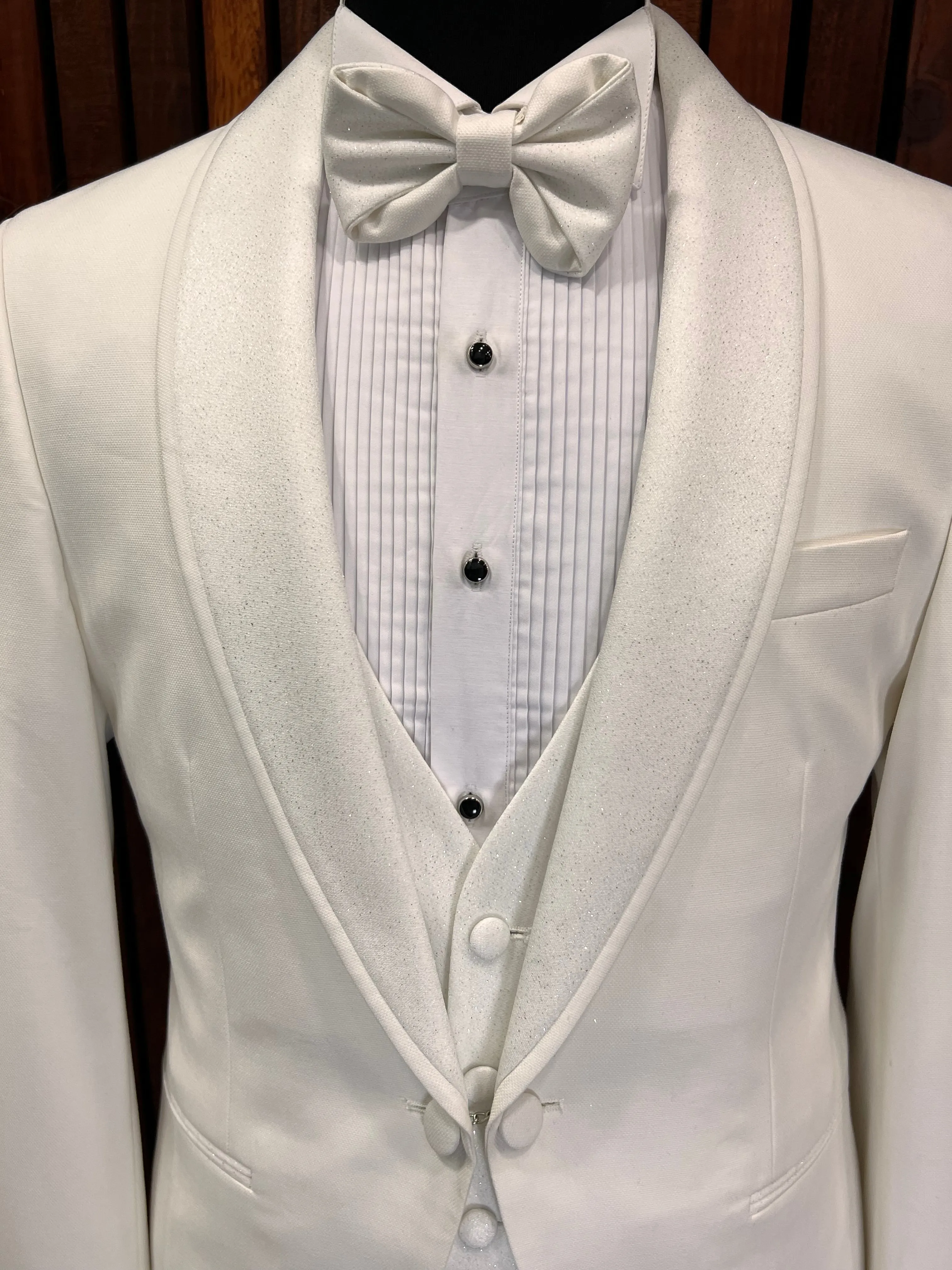 Mens Premium Slim Fit Off White Tuxedo