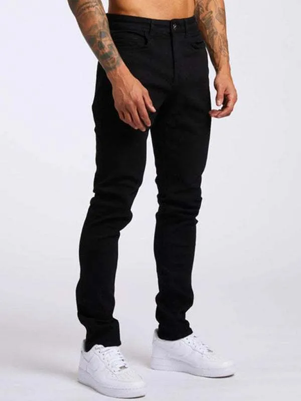 Men's solid slim fit basic skinny jeans