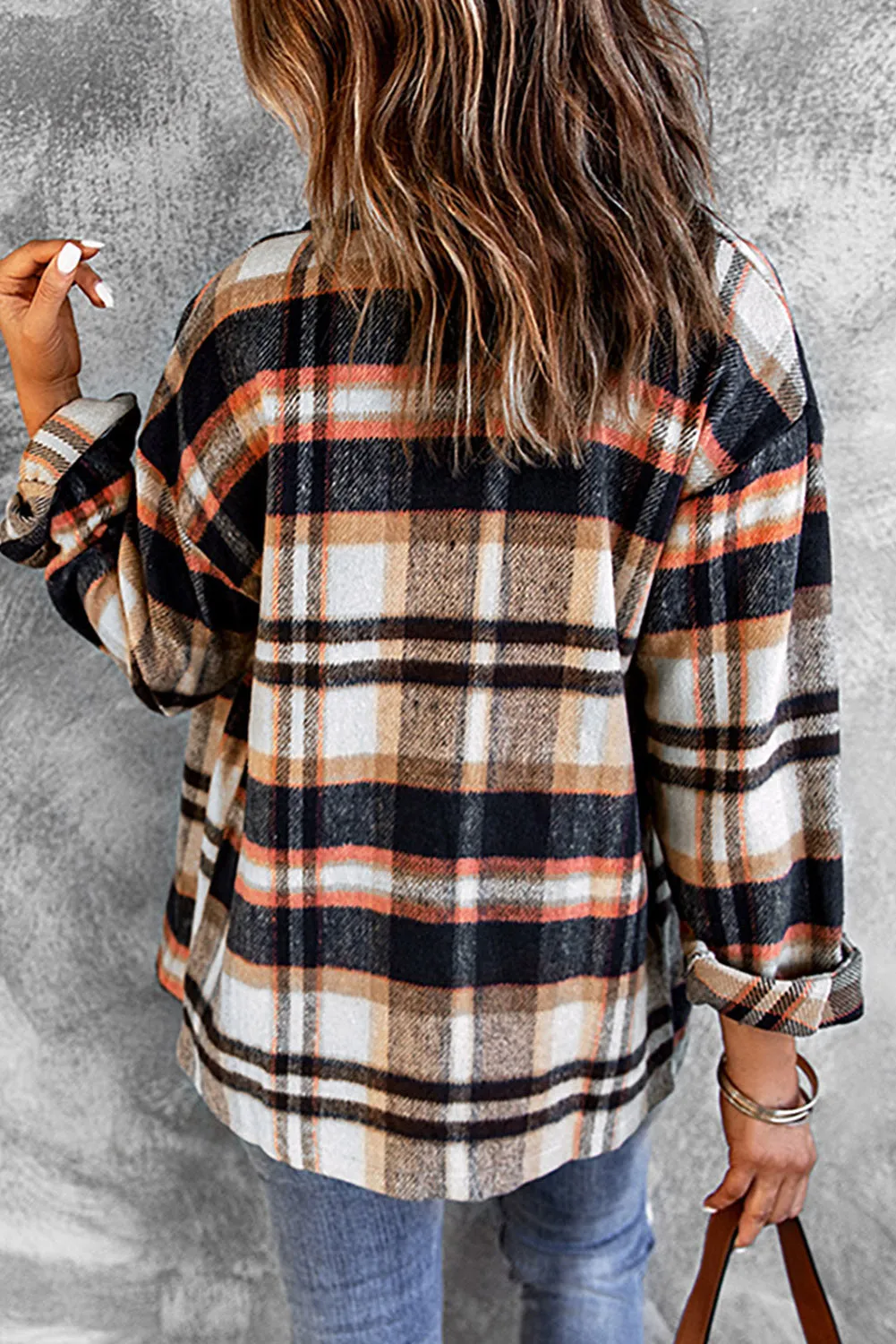 Multicolor Plaid Casual Button Up Flannel Shacket